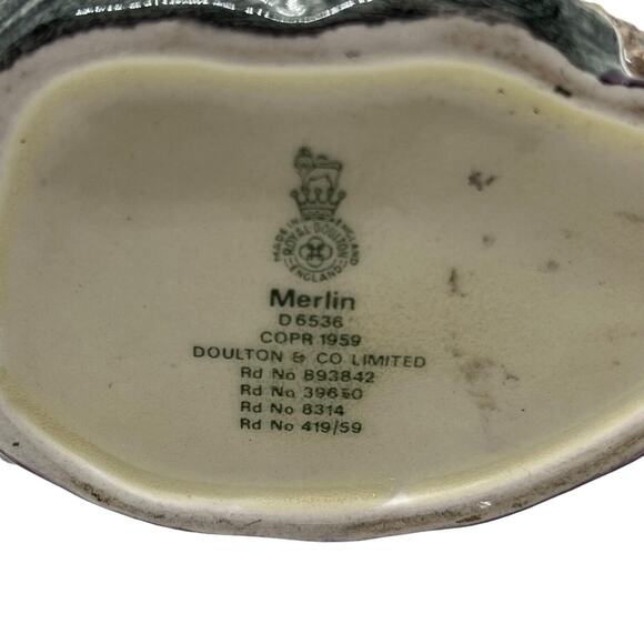 Merlin 4" Toby Jug Character Mug Miniature D.6536 Vintage 1959 Royal Doulton - Picture 9 of 15